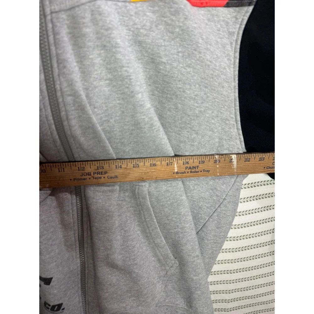 Fox Racing Y2K Mens Zip Up Hoodie Grey Black Motocross Graphic Sherpa Lined XL